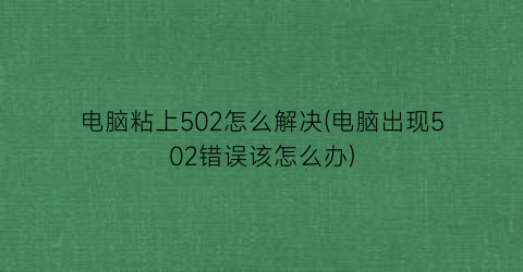 电脑粘上502怎么解决(电脑出现502错误该怎么办)