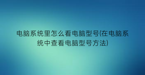 电脑系统里怎么看电脑型号(在电脑系统中查看电脑型号方法)