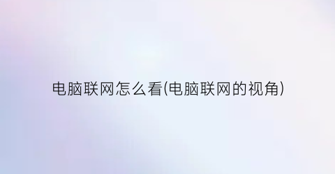 电脑联网怎么看(电脑联网的视角)