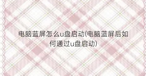 电脑蓝屏怎么u盘启动(电脑蓝屏后如何通过u盘启动)