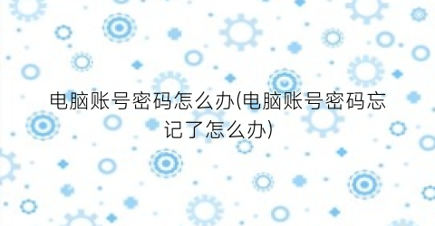 “电脑账号密码怎么办(电脑账号密码忘记了怎么办)