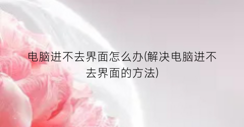 “电脑进不去界面怎么办(解决电脑进不去界面的方法)