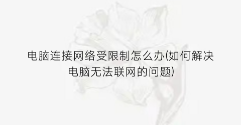 电脑连接网络受限制怎么办(如何解决电脑无法联网的问题)