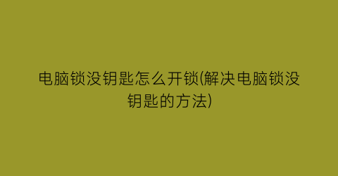 电脑锁没钥匙怎么开锁(解决电脑锁没钥匙的方法)