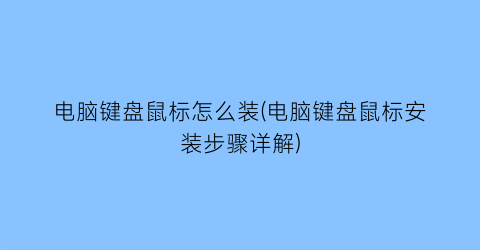 电脑键盘鼠标怎么装(电脑键盘鼠标安装步骤详解)