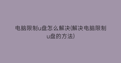 电脑限制u盘怎么解决(解决电脑限制u盘的方法)