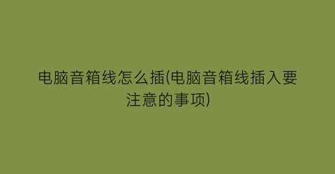 “电脑音箱线怎么插(电脑音箱线插入要注意的事项)