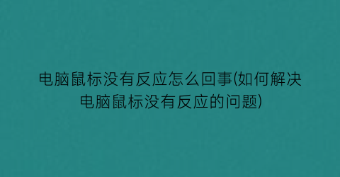 “电脑鼠标没有反应怎么回事(如何解决电脑鼠标没有反应的问题)