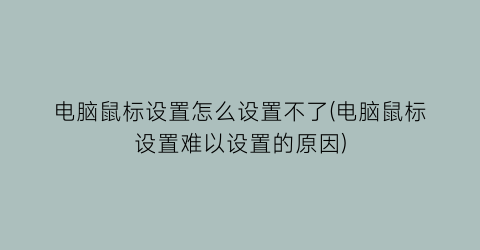 “电脑鼠标设置怎么设置不了(电脑鼠标设置难以设置的原因)