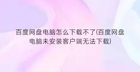 “百度网盘电脑怎么下载不了(百度网盘电脑未安装客户端无法下载)