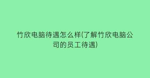 “竹欣电脑待遇怎么样(了解竹欣电脑公司的员工待遇)