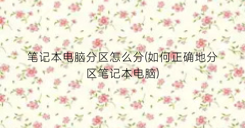 笔记本电脑分区怎么分(如何正确地分区笔记本电脑)