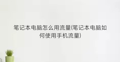 笔记本电脑怎么用流量(笔记本电脑如何使用手机流量)