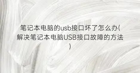 笔记本电脑的usb接口坏了怎么办(解决笔记本电脑USB接口故障的方法)