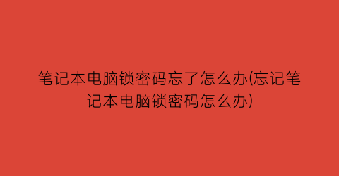 “笔记本电脑锁密码忘了怎么办(忘记笔记本电脑锁密码怎么办)