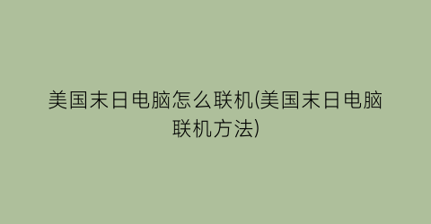 美国末日电脑怎么联机(美国末日电脑联机方法)