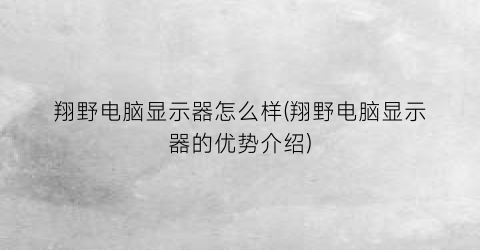 翔野电脑显示器怎么样(翔野电脑显示器的优势介绍)