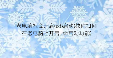 老电脑怎么开启usb启动(教你如何在老电脑上开启usb启动功能)