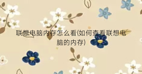 联想电脑内存怎么看(如何查看联想电脑的内存)