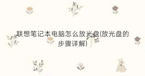 联想笔记本电脑怎么放光盘(放光盘的步骤详解)