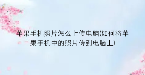 苹果手机照片怎么上传电脑(如何将苹果手机中的照片传到电脑上)