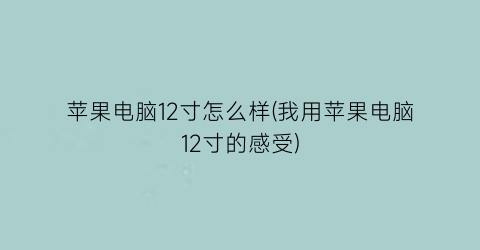 “苹果电脑12寸怎么样(我用苹果电脑12寸的感受)