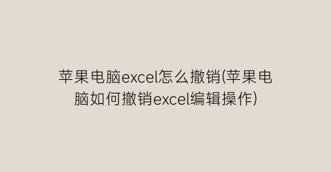 苹果电脑excel怎么撤销(苹果电脑如何撤销excel编辑操作)