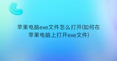 苹果电脑exe文件怎么打开(如何在苹果电脑上打开exe文件)