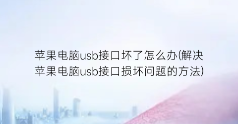 苹果电脑usb接口坏了怎么办(解决苹果电脑usb接口损坏问题的方法)