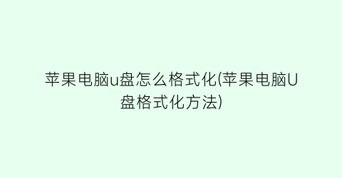 苹果电脑u盘怎么格式化(苹果电脑U盘格式化方法)