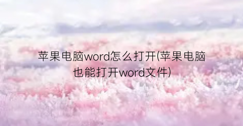 苹果电脑word怎么打开(苹果电脑也能打开word文件)