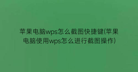 “苹果电脑wps怎么截图快捷键(苹果电脑使用wps怎么进行截图操作)