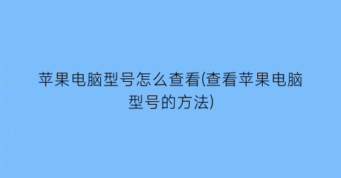 苹果电脑型号怎么查看(查看苹果电脑型号的方法)