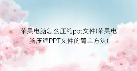 苹果电脑怎么压缩ppt文件(苹果电脑压缩PPT文件的简单方法)