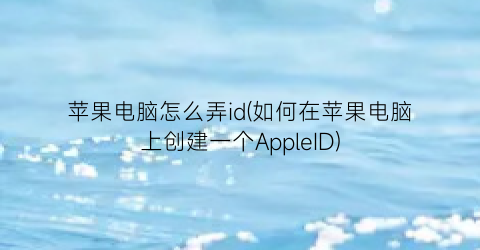 苹果电脑怎么弄id(如何在苹果电脑上创建一个AppleID)