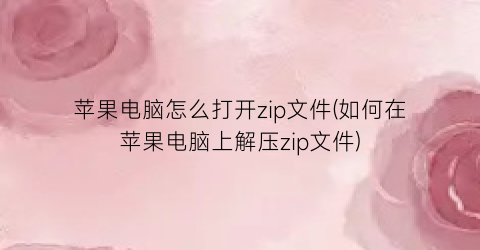 苹果电脑怎么打开zip文件(如何在苹果电脑上解压zip文件)