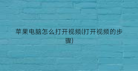 “苹果电脑怎么打开视频(打开视频的步骤)