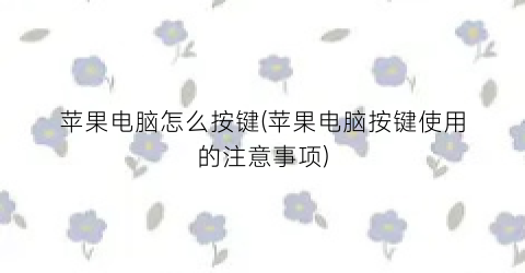 苹果电脑怎么按键(苹果电脑按键使用的注意事项)