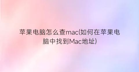 苹果电脑怎么查mac(如何在苹果电脑中找到Mac地址)