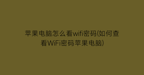 苹果电脑怎么看wifi密码(如何查看WiFi密码苹果电脑)