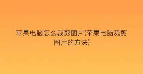 苹果电脑怎么裁剪图片(苹果电脑裁剪图片的方法)