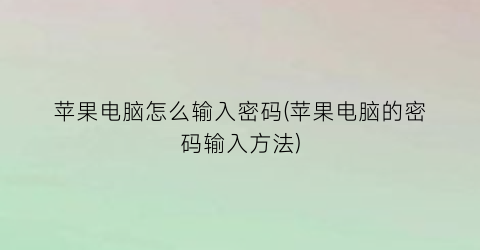 “苹果电脑怎么输入密码(苹果电脑的密码输入方法)