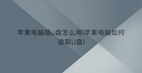 苹果电脑插u盘怎么用(苹果电脑如何读取U盘)