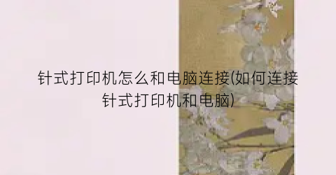 针式打印机怎么和电脑连接(如何连接针式打印机和电脑)