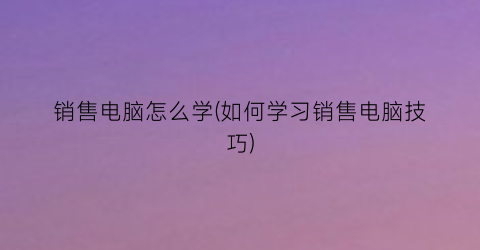 销售电脑怎么学(如何学习销售电脑技巧)