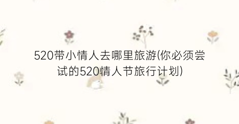 520带小情人去哪里旅游(你必须尝试的520情人节旅行计划)