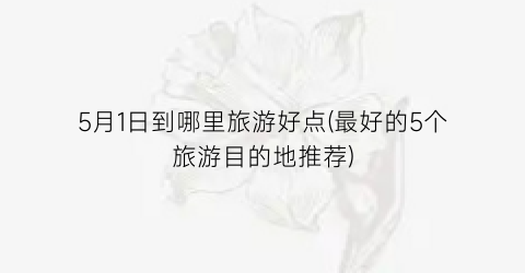 5月1日到哪里旅游好点(最好的5个旅游目的地推荐)