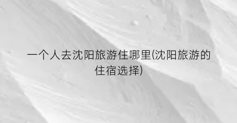 一个人去沈阳旅游住哪里(沈阳旅游的住宿选择)