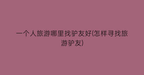 一个人旅游哪里找驴友好(怎样寻找旅游驴友)
