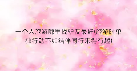 一个人旅游哪里找驴友最好(旅游时单独行动不如结伴同行来得有趣)